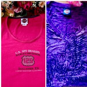 Harley-Davidson ladies Pink and Purple T-Shirts.